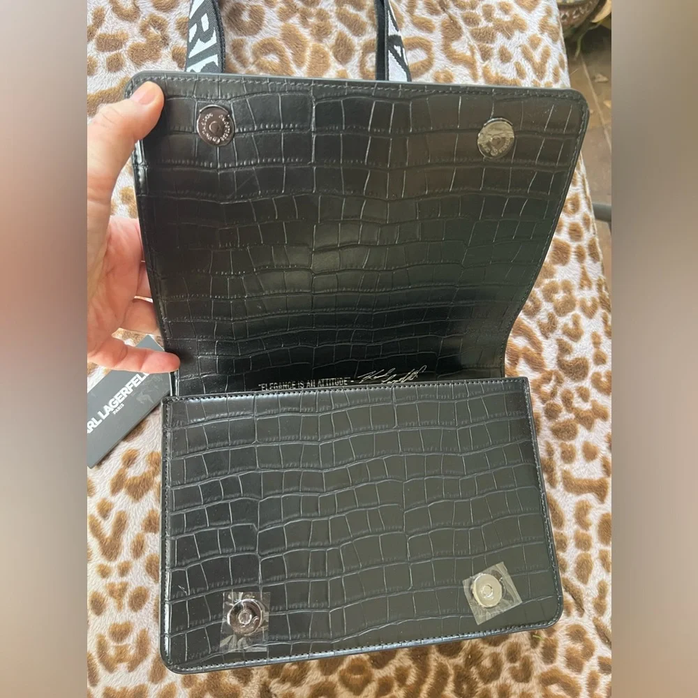 NEW Karl Lagerfeld Paris Simone Chic Crossbody Bag Purse Black Vegan Not Leather - Picture 4 of 9